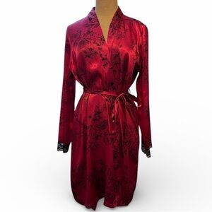 Women's Robe - Magenta with Floral Polka Dot Print